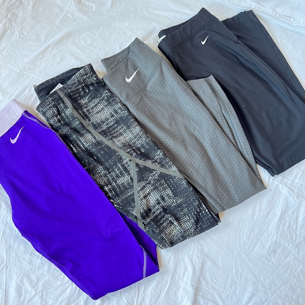 Bundle of 4 pairs of Nike leggings! Includes purple full-length dri-fit
